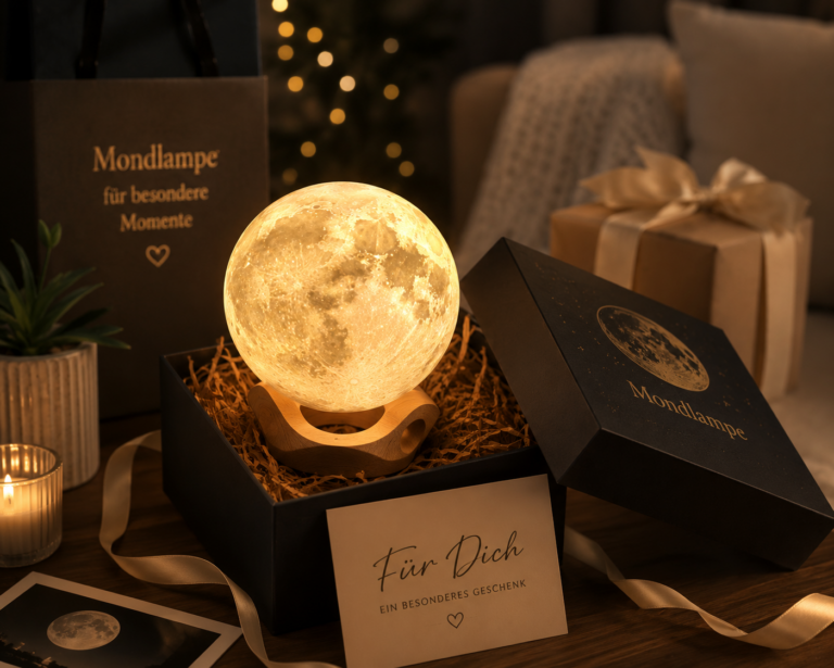 Mondlampe als Geschenk 3 Mondlampe als Geschenk in einer stilvollen Geschenkverpackung