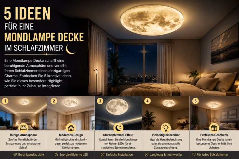 5 Ideen für eine Mondlampe Decke im Schlafzimmer 9 Mondlampe Decke mit realistischer Mondoptik und warmer LED-Beleuchtung im Schlafzimmer