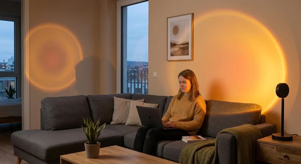 Sunset Lampe 2 Sunset Lampe – Schlafzimmer Setup